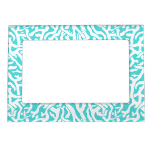 Beach Coral Reef Pattern Nautical White Blue Magnetic Frame