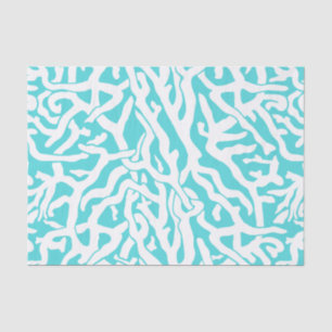 Beach Coral Reef Pattern Nautical White Blue Tissue Paper