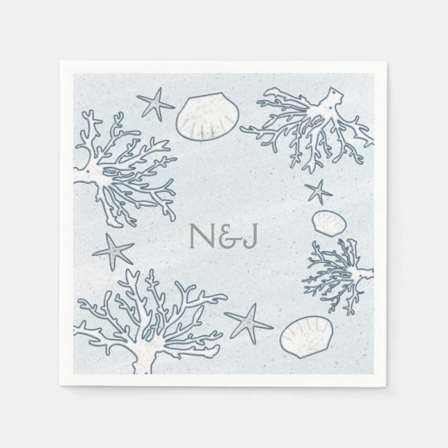 Beach Coral Reef Sea Shell & Starfish Napkins (Front)