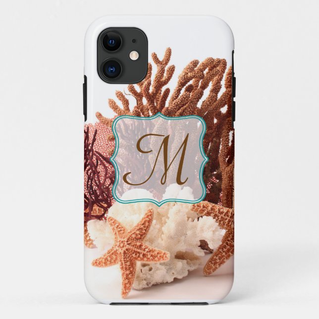 Beach Coral Star Fish Sand Monogram IPHONE 5 Case (Back)
