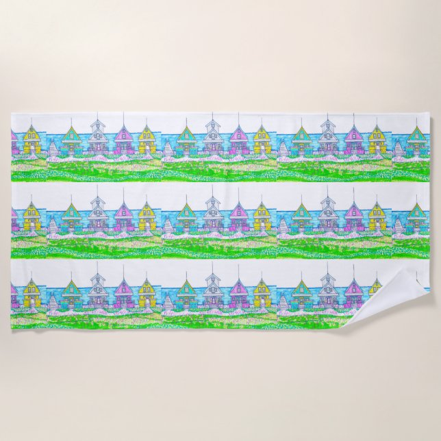 Beach Cottage Bright Beach Towel (Front)