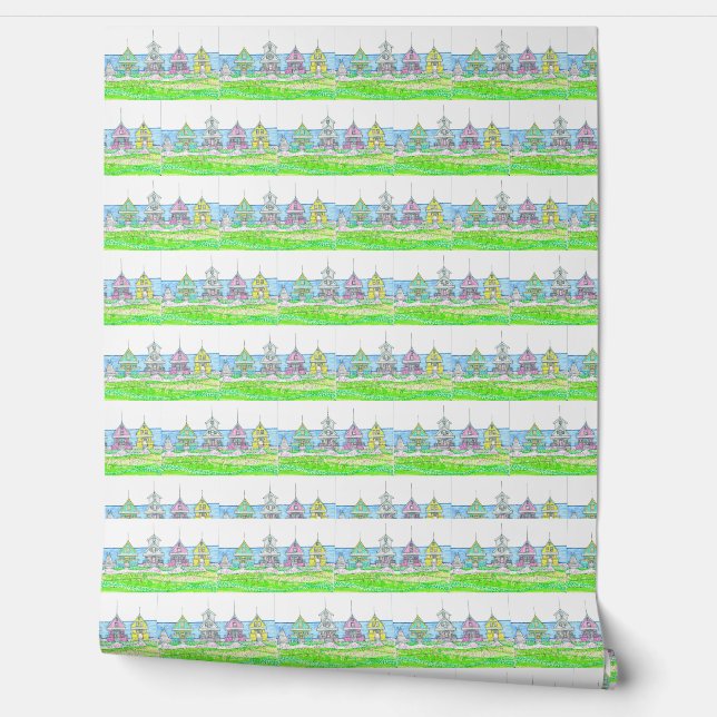 Beach Cottage Bright Wallpaper (Unrolling)