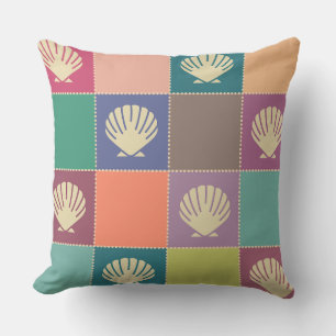Beach Cottage Seashell Pattern Cushion