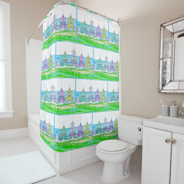 Beach Cottage Shower Curtain (In Situ)