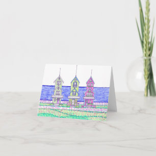 Beach Cottage Trio Stationary Cards