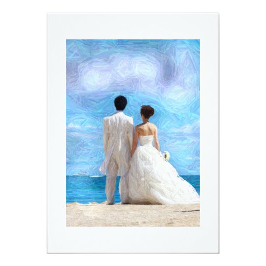 Beach couple wedding invitation