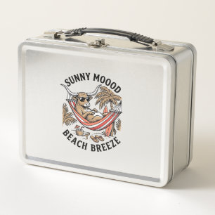 Beach Cow Shirt Vintage Summer Farm Animal Art Metal Lunch Box
