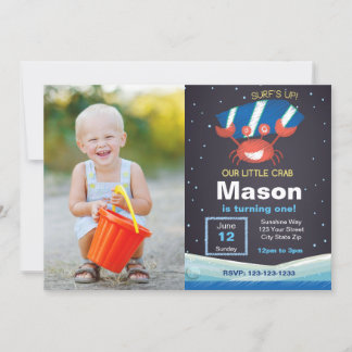 Beach Crab Birthday Invitation with Photo