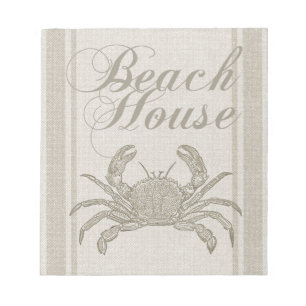 Beach Crab House Shore Coastal Art Notepad