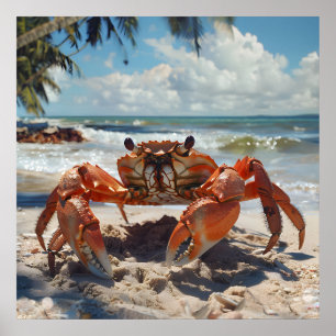 Beach Crab Poster
