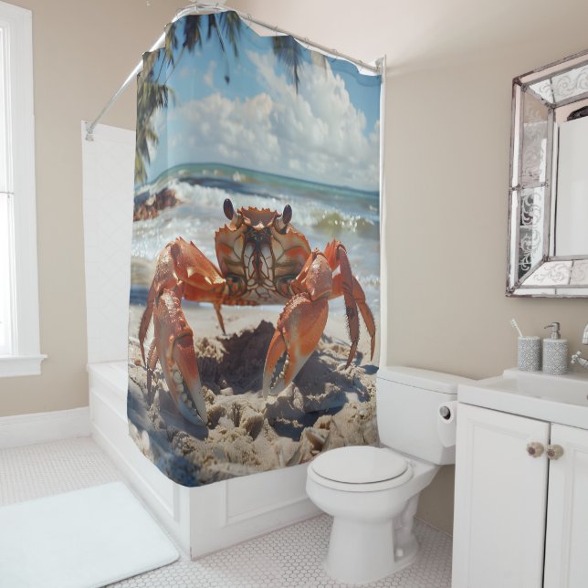 Beach Crab Shower Curtain (In Situ)