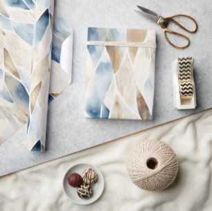 Beach Cream Blue Abstract  Wrapping Paper