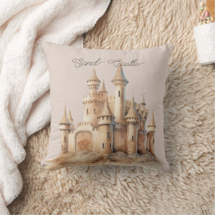 Beach Cream Sand Castle Cushion