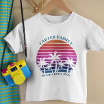 Beach Cruise Family Reunion Cute Custom Palm Tree Toddler T-Shirt<br><div class="desc">Cool matching family vacation t-shirts for a toddler to wear on an island cruise. Features beautiful palm trees in front of a pretty pink beach sunset. Perfect custom children's tees for your summer trip to the sea. Customise with your name.</div>