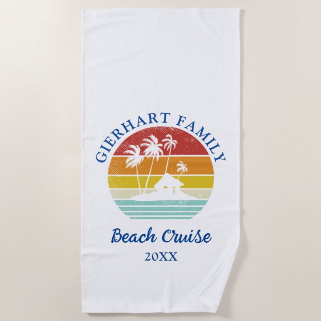 Beach Cruise Family Reunion Matching Retro Towel (Front)