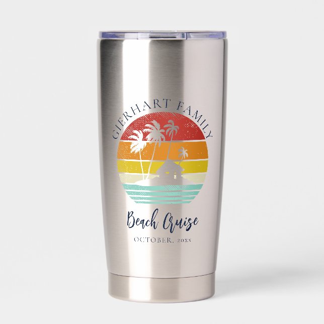 Beach Cruise Family Vacation Matching Insulated Tumbler (Front)