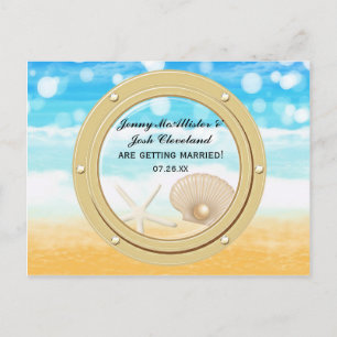 Beach Cruise Ship Port Engagement Save the Date Postcard