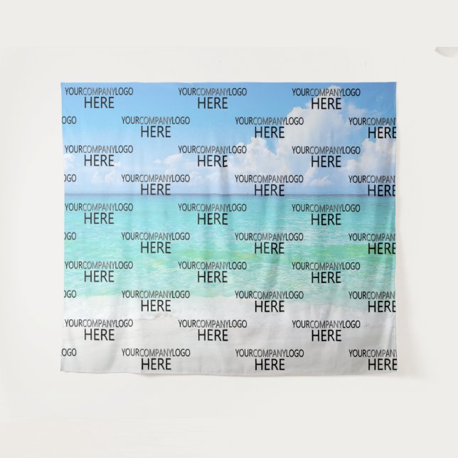 Beach Custom Business Logo Step & Repeat Backdrop Tapestry (Front (Horizontal))