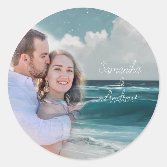 Beach Custom Photo Filter Classic Round Sticker (Front)