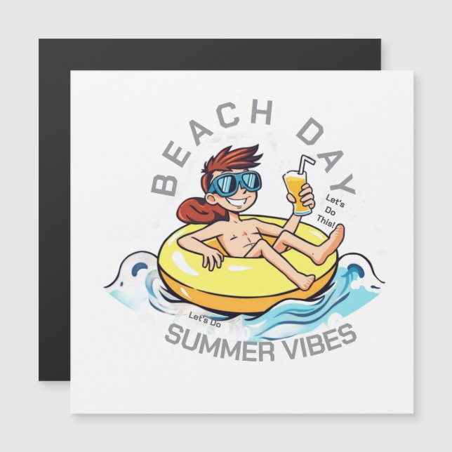 Beach Day Cartoon Character on Inflatable Ring (Front/Back)