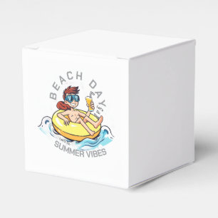 Beach Day Cartoon Character on Inflatable Ring Favour Box