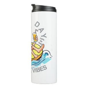 Beach Day Cartoon Character on Inflatable Ring Thermal Tumbler