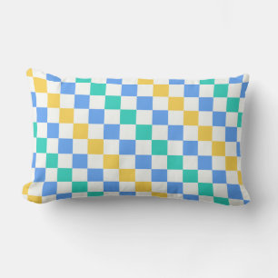 Beach day diagonal chequerboard pattern lumbar cushion