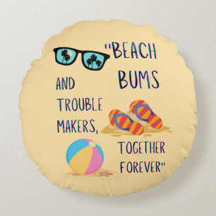 beach day quote round cushion