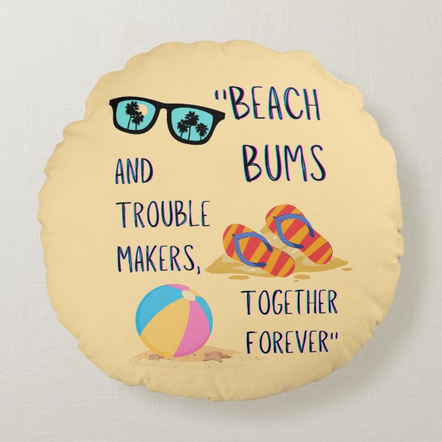 beach day quote round cushion (Front)