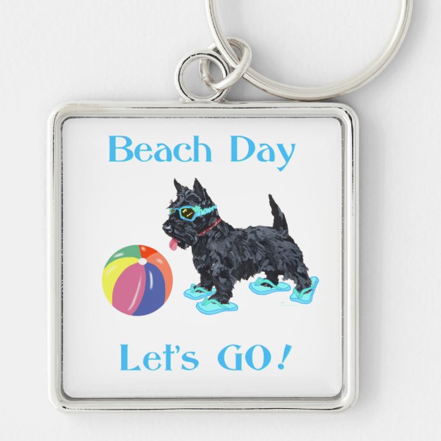 Beach Day Scottie Dog Key Ring (Front)
