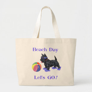 Beach Day Scottie Dog Large Tote Bag