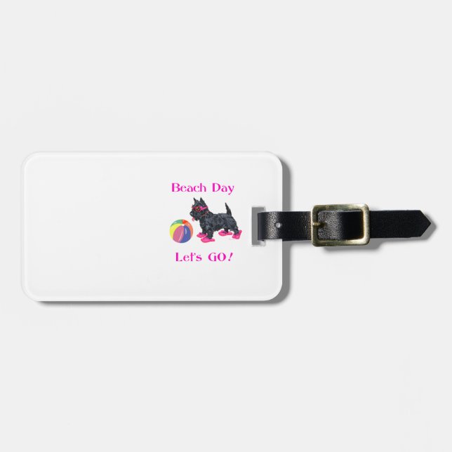 Beach Day Scottie Dog Luggage Tag (Front Horizontal)