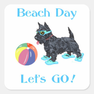Beach Day Scottie Dog Square Sticker