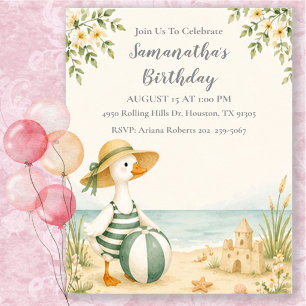 Beach Day Silly Goose Summer Birthday Party Invitation