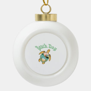 Beach Day, Summer, Turtle, Ceramic Ball Christmas Ornament