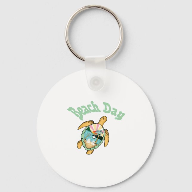 Beach Day, Summer, Turtle, Key Ring (Front)