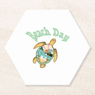 Beach Day, Summer, Turtle, Paper Coaster