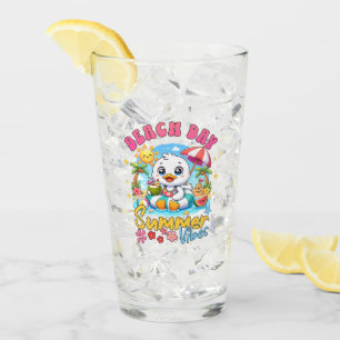 Beach Day Summer Vibes Cute Duck Tropical Vacation Glass