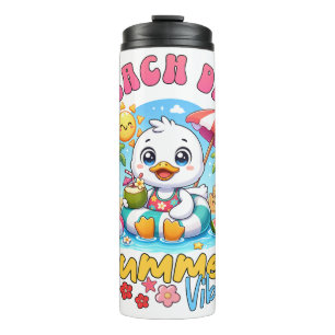 Beach Day Summer Vibes Cute Duck Tropical Vacation Thermal Tumbler