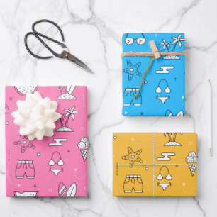 Beach Day Summer Wrapping Paper Set