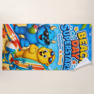 Beach Day Superstars Colourful Monster Summer Fun Towel