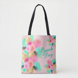 Beach Day Tropical Summer Palm Vibrant  Tote Bag