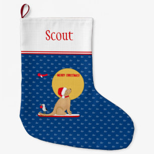 Beach Day Whales Surfing Golden Dog Stocking