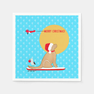 Beach Days Golden Christmas Aqua Napkins