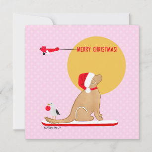 Beach Days Golden Christmas Pink Holiday Card