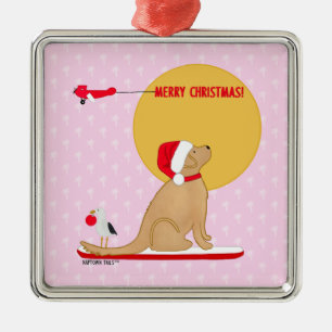 Beach Days Golden Christmas Pink Ornament