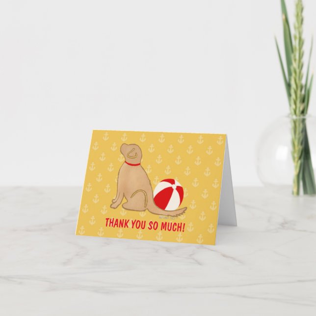 Beach Days Golden Retriever Yellow Thank You Cards (Front)