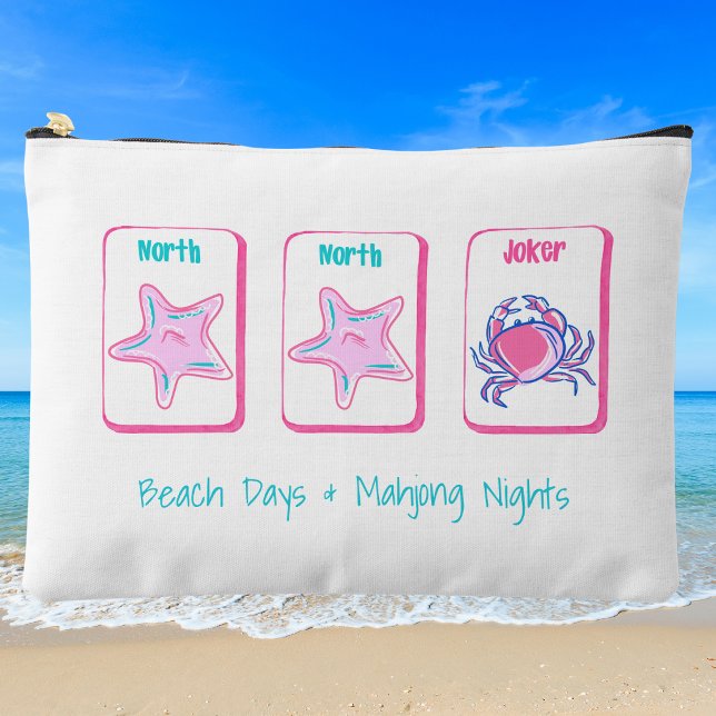 Beach Days & Mahjong Nights Custom Tile & Make Up Accessory Pouch (Creator Uploaded)