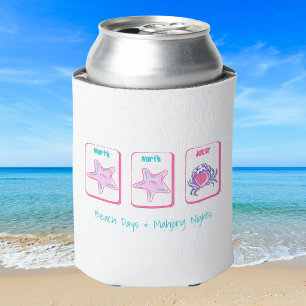 Beach Days & Mahjong Nights Personalised Coastal Can Cooler