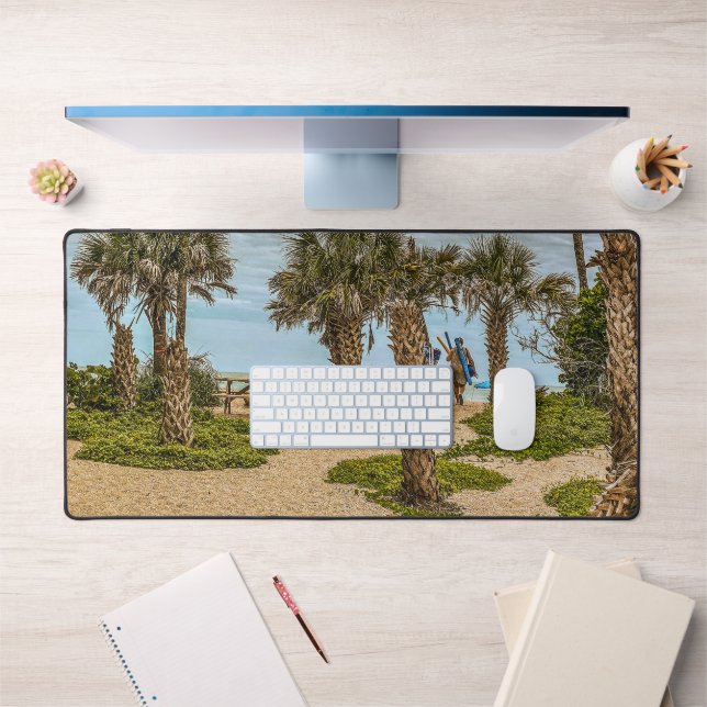 Beach Days, Overcast, Beach Garden Desk Mat (Office 1)